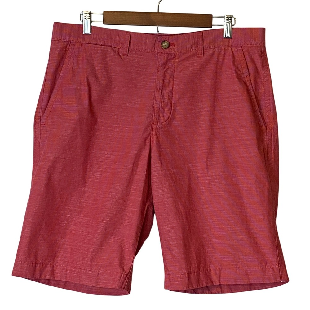 Tommy Hilfiger Men Chino Shorts Size 34 Red Micro Stripe Preppy Coastal Nautical